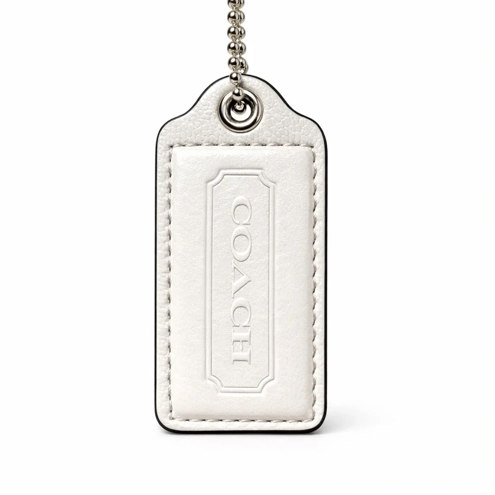 Coach 3” White - Large Hangtag Leather Keychain